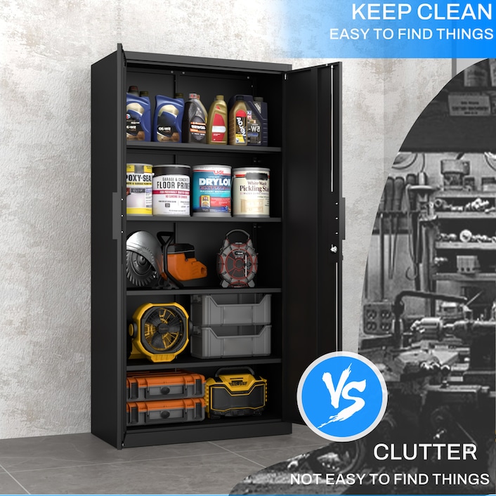 SC1B Basic Metal Garage Storage Cabinet with 4 Adjustable Shelves